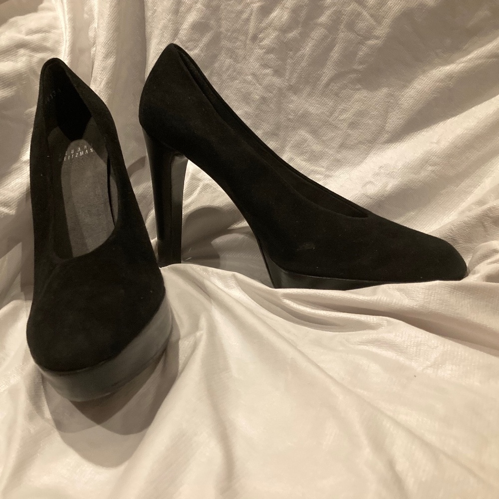 Stuart Weitzman black suede size 8 platform heels